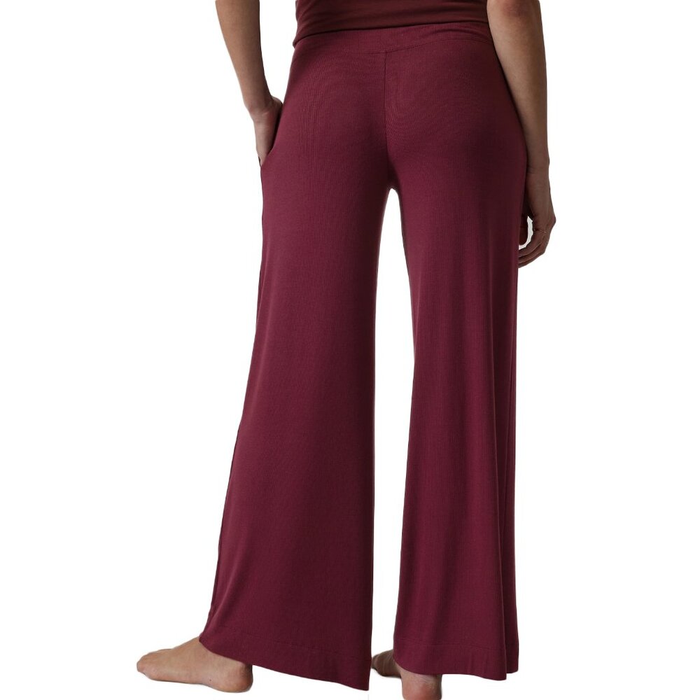ATHLETA Well Rested Modal Blend Stretchy Rib Sleepwear Burgundy Pants - Medium - Picture 2 of 3